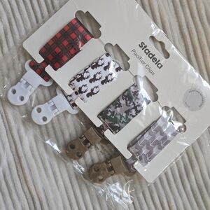 Pacifier Clips - Red, Brown, Green